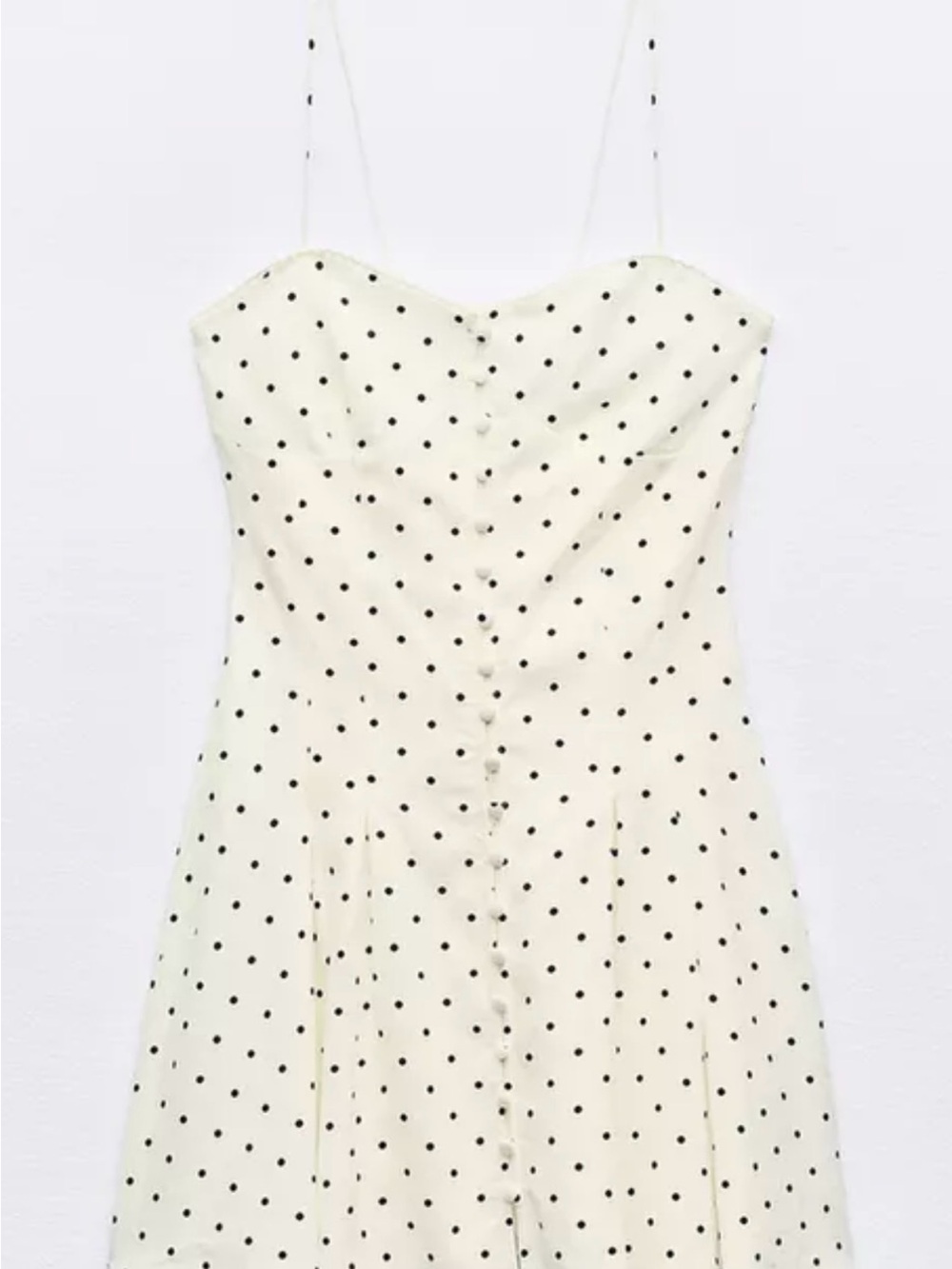 Zara Cream Polka Dot Spaghetti-Strap Mini Dress